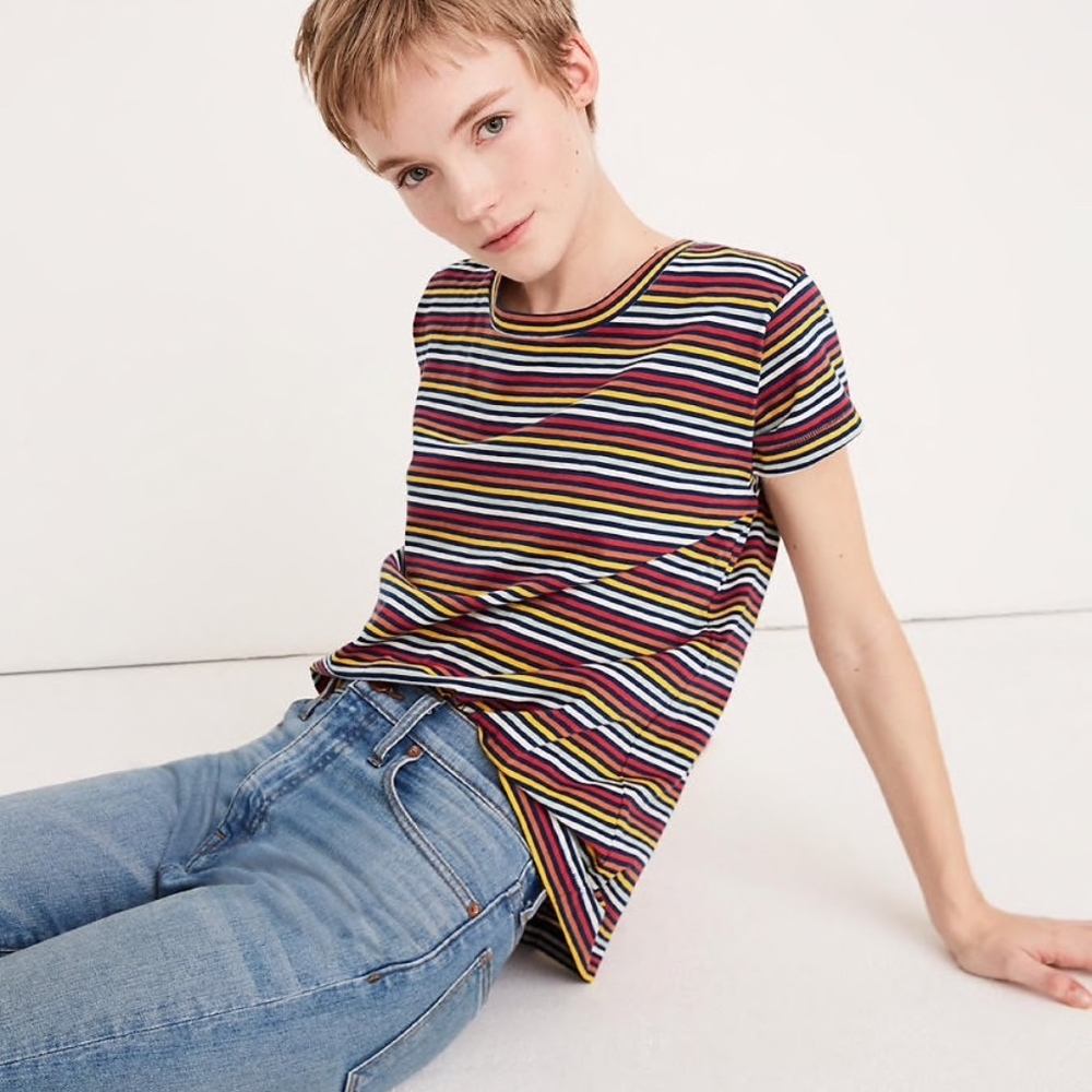 NWT Madewell Tee in Rainbow Stripe - Picture 3 of 5